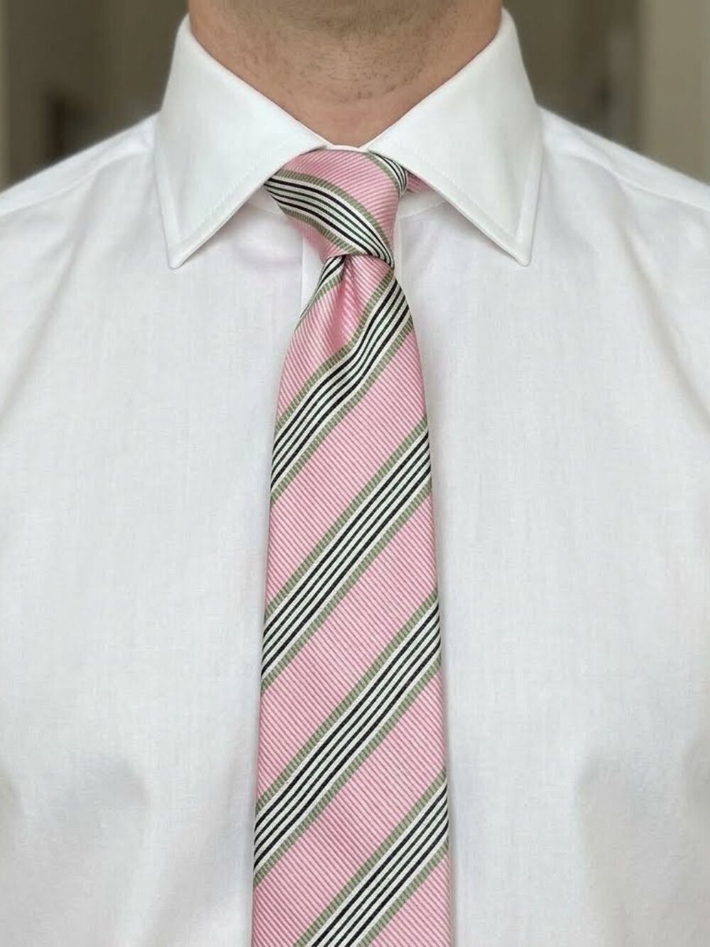 JZ Boulder Silk Tie Pink Striped Mens Necktie JZ Richards Handmade USA Business